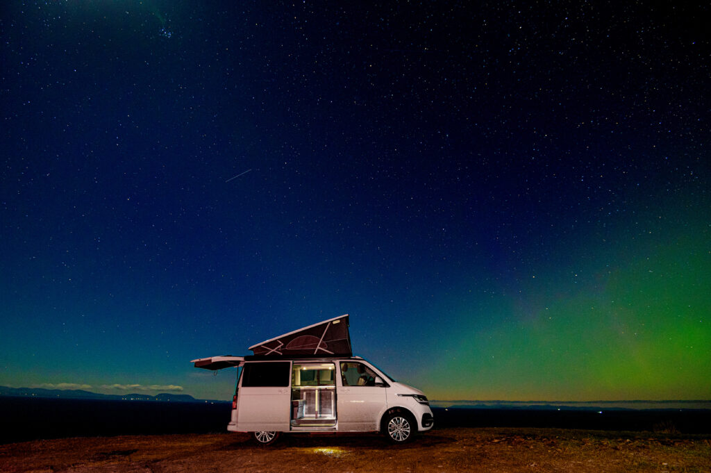 northern lights campervan road trip Four Seasons Campers